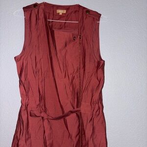 Sleeveless Red Zip-Up Blouse